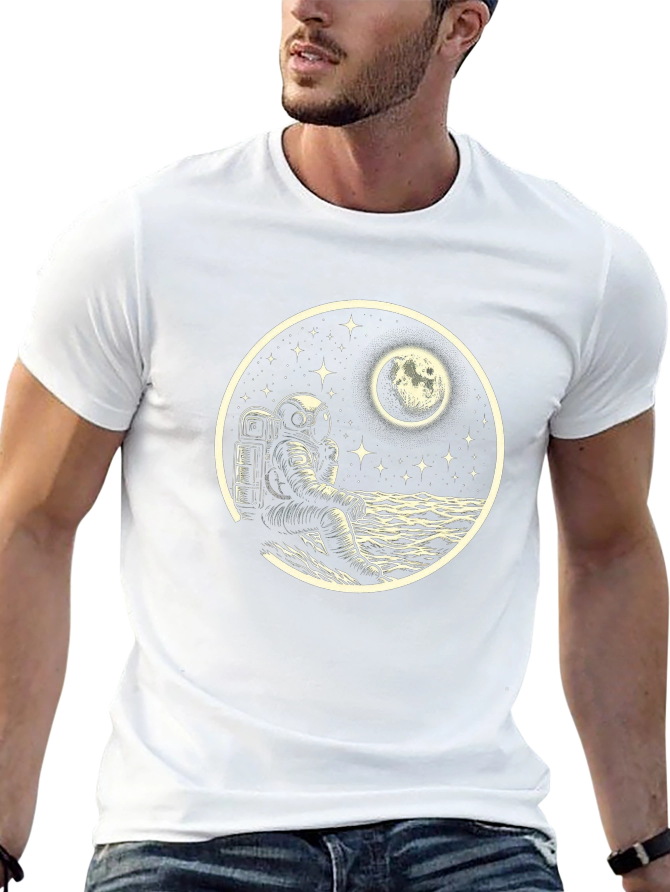 Astronaut Moonscape Black T-Shirt