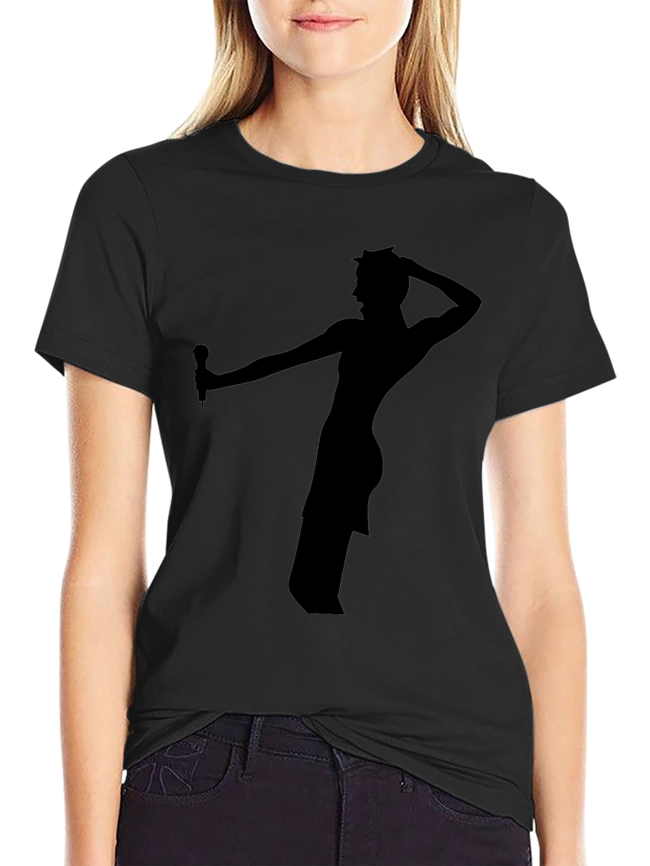 Silhouette Singer Graphic Tee - Mens Black T-Shirt