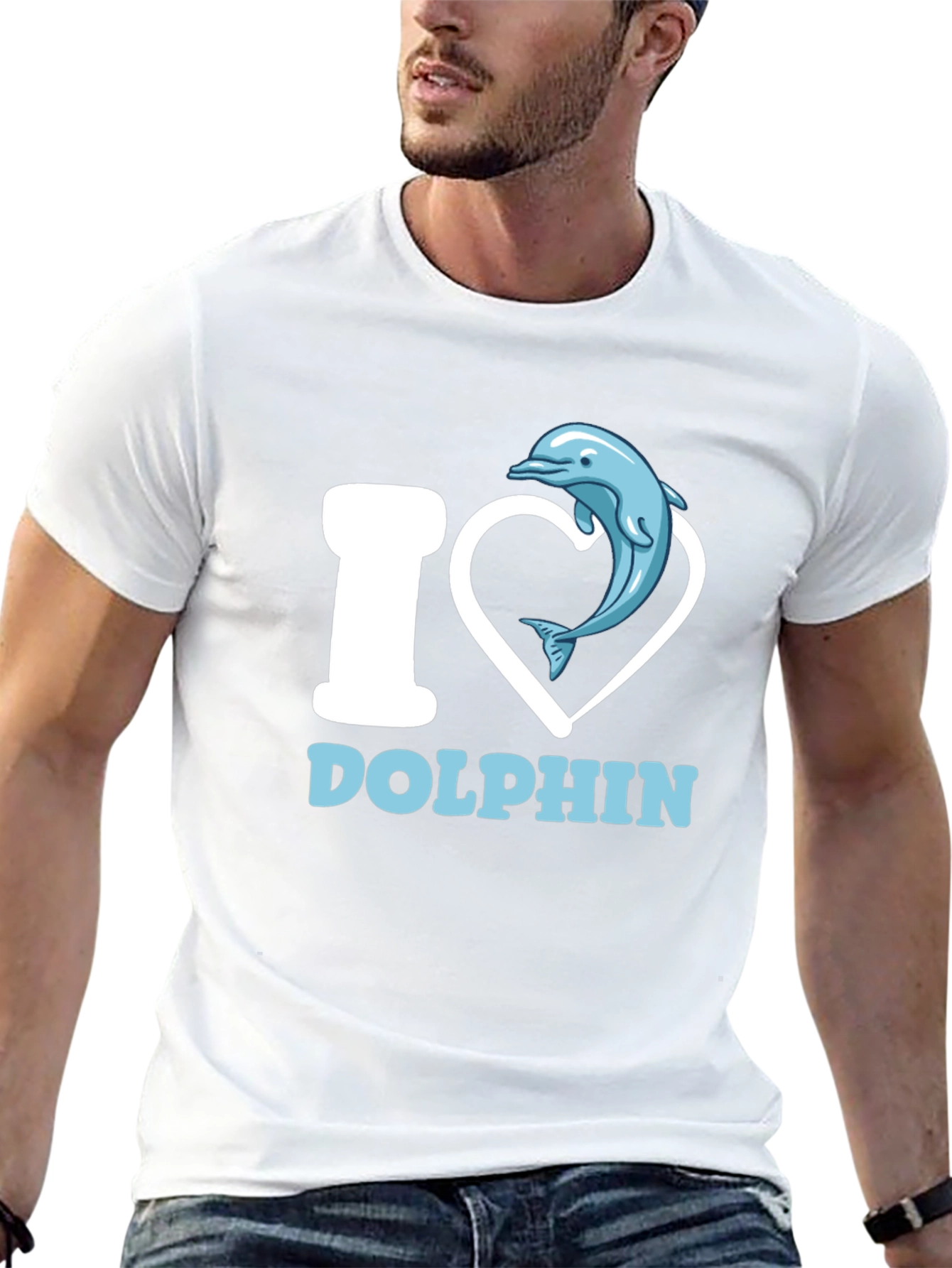 I Heart Dolphins Black T-Shirt Animal Lover Graphic Tee