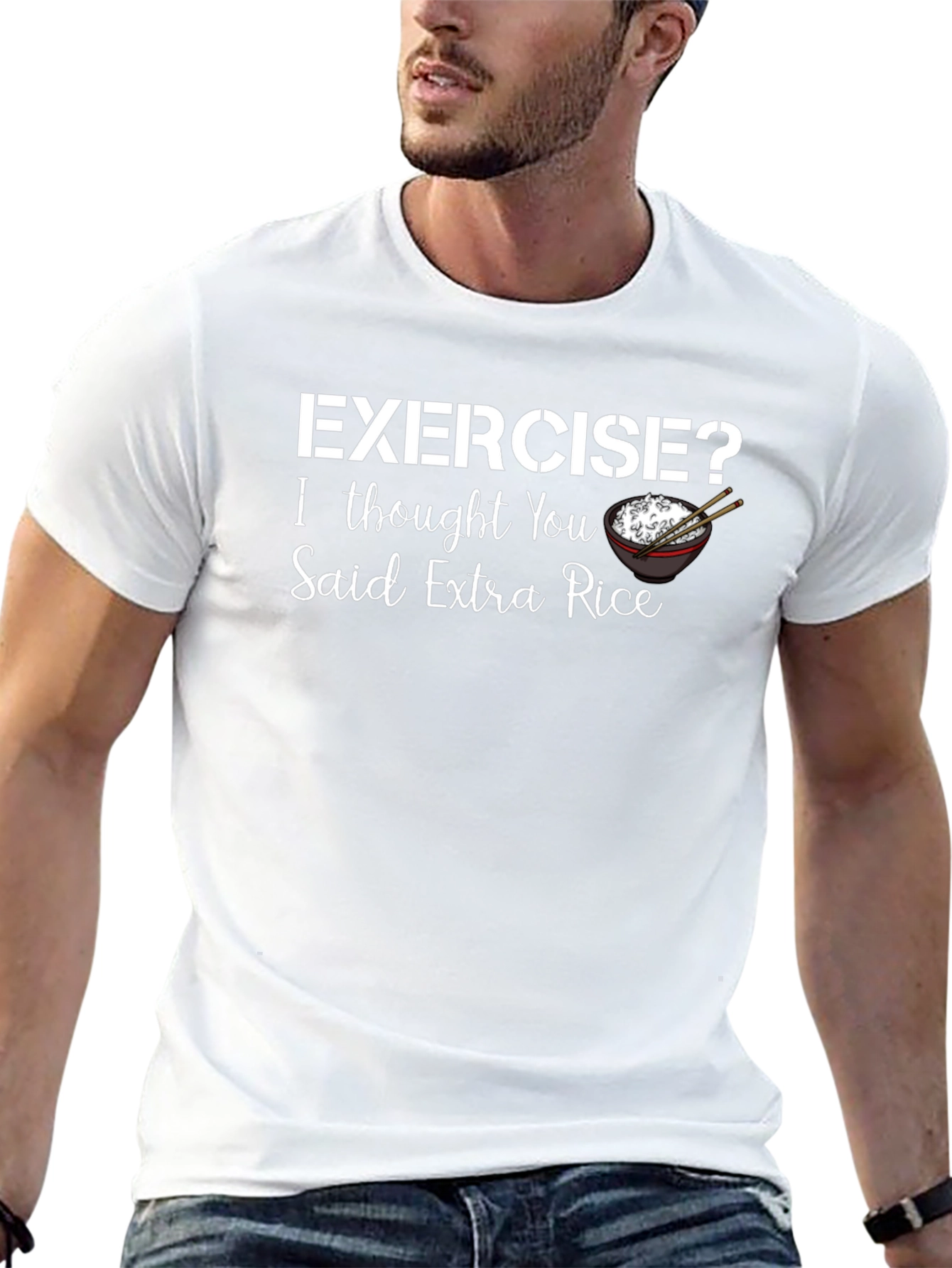 Exercise? Extra Rice T-Shirt Funny Foodie Tee