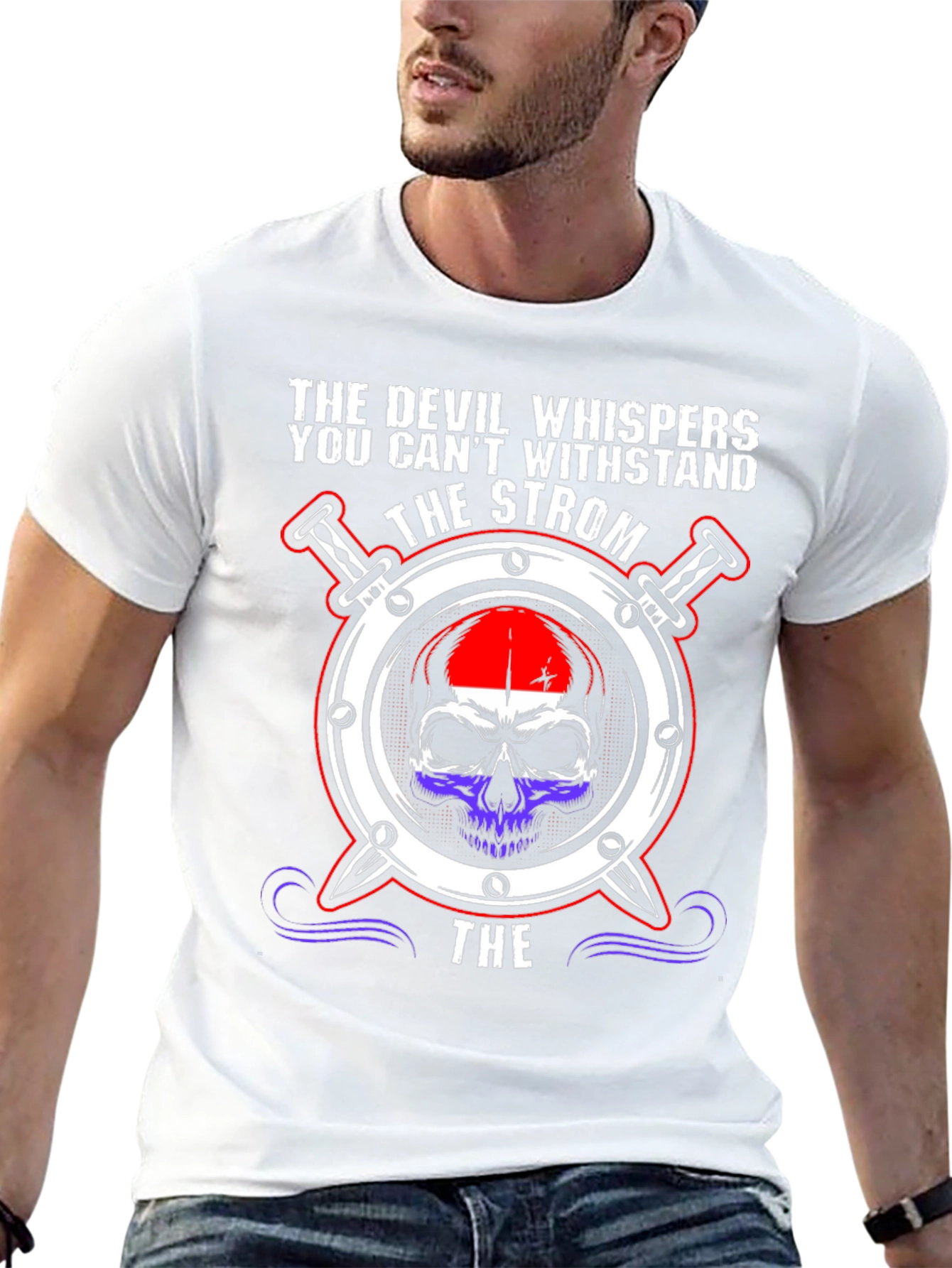 The Devil Whispers T-Shirt Strom Skull Graphic Tee