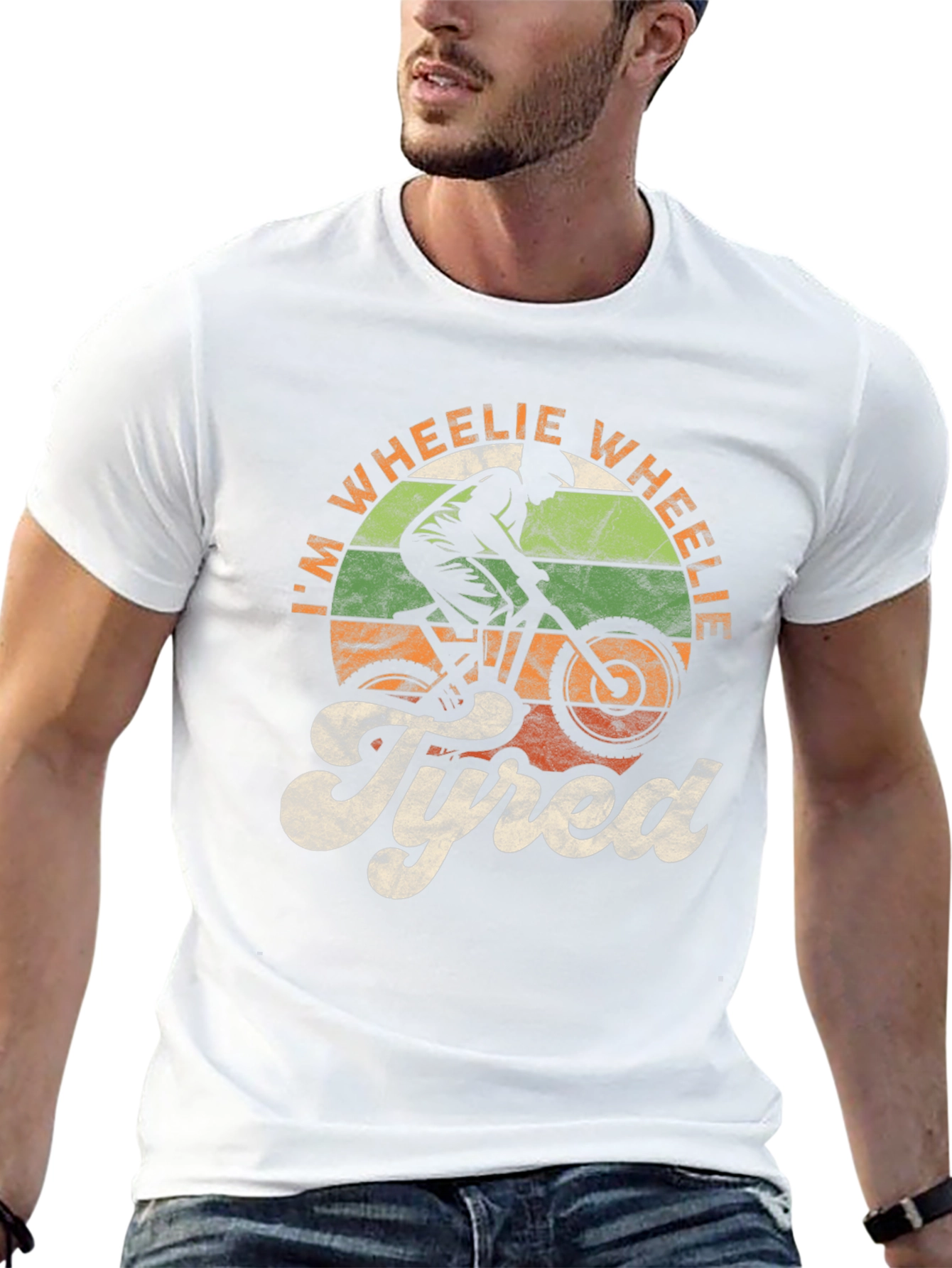 Wheelie Tired T-Shirt: Mountain Biker Graphic Tee