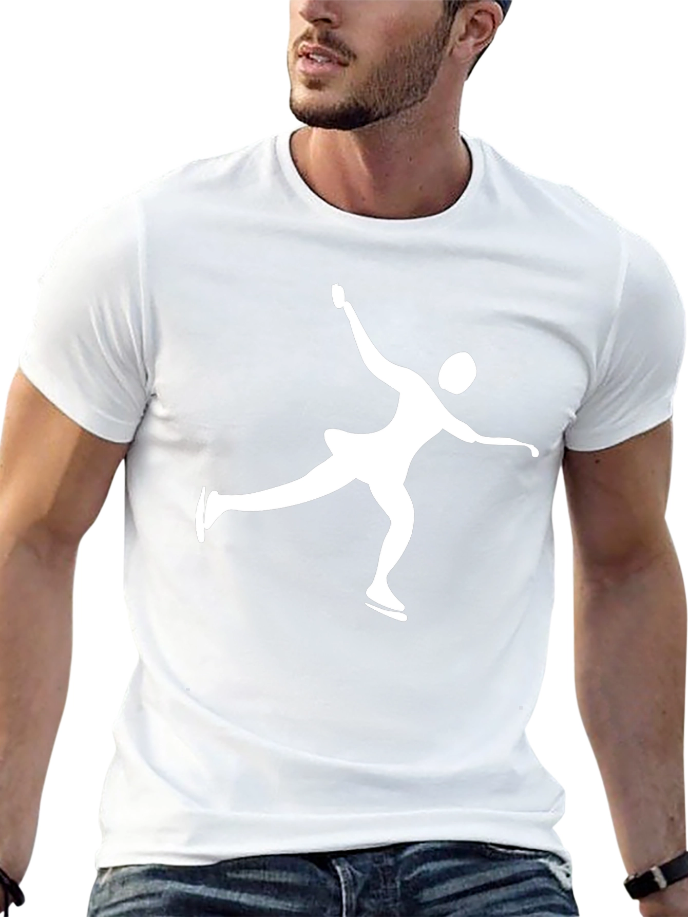 Ice Skating Graphic Tee - Black Cotton Shirt