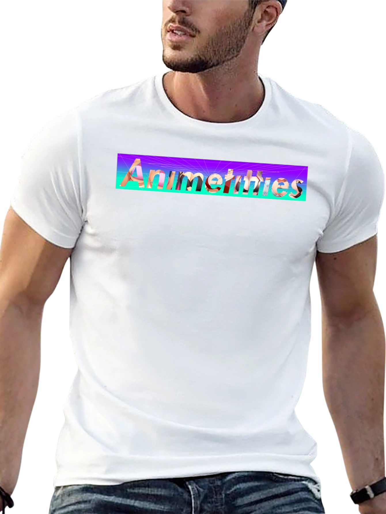 Anime Thighs Graphic T-Shirt - Black