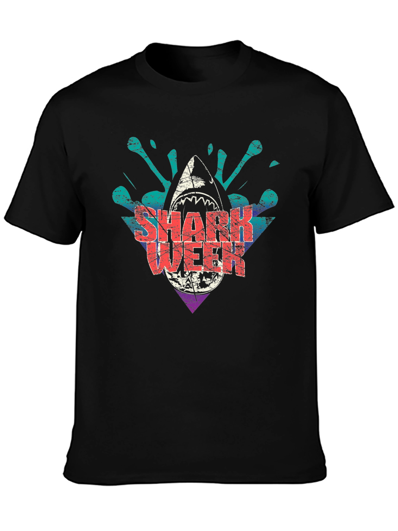 Shark Week Graphic Tee - Black Cotton T-Shirt