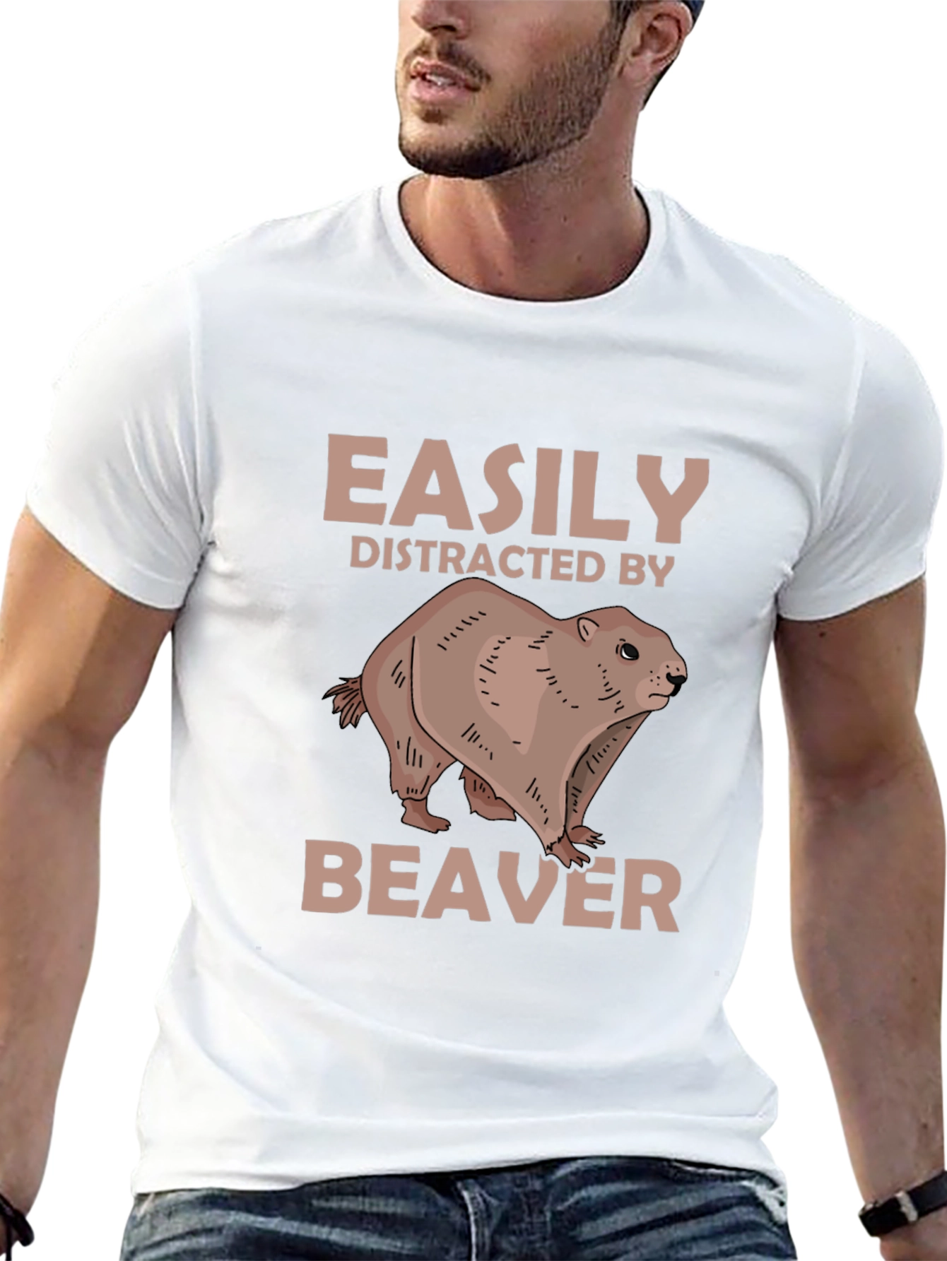 Easily Distracted By Beaver Novelty T-Shirt