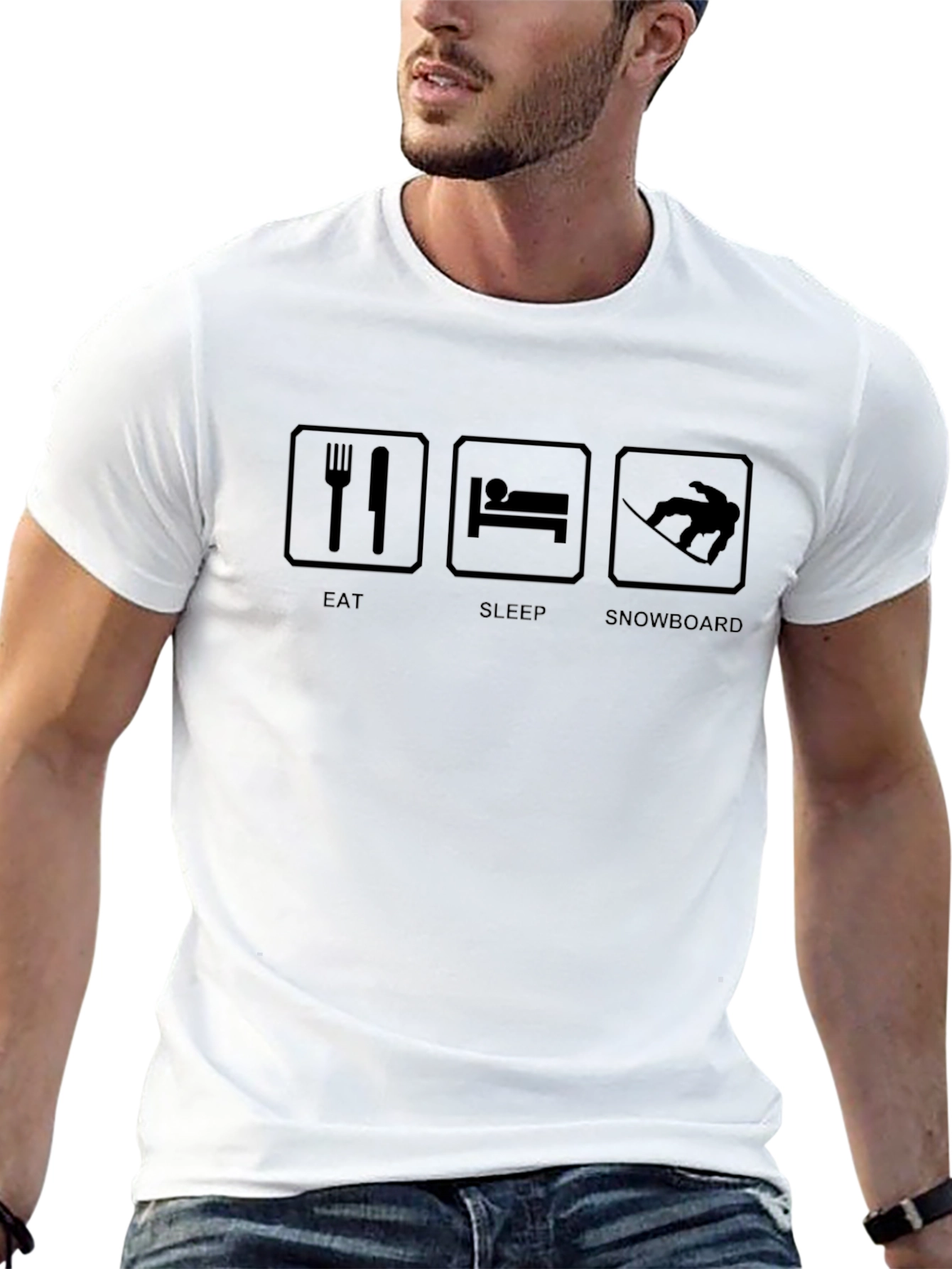 Eat Sleep Snowboard Black T-Shirt