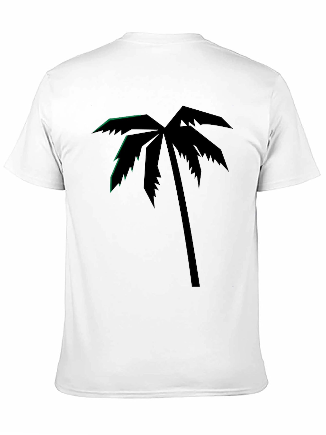 Tropical Palm Tree Graphic Tee - Black Cotton T-Shirt