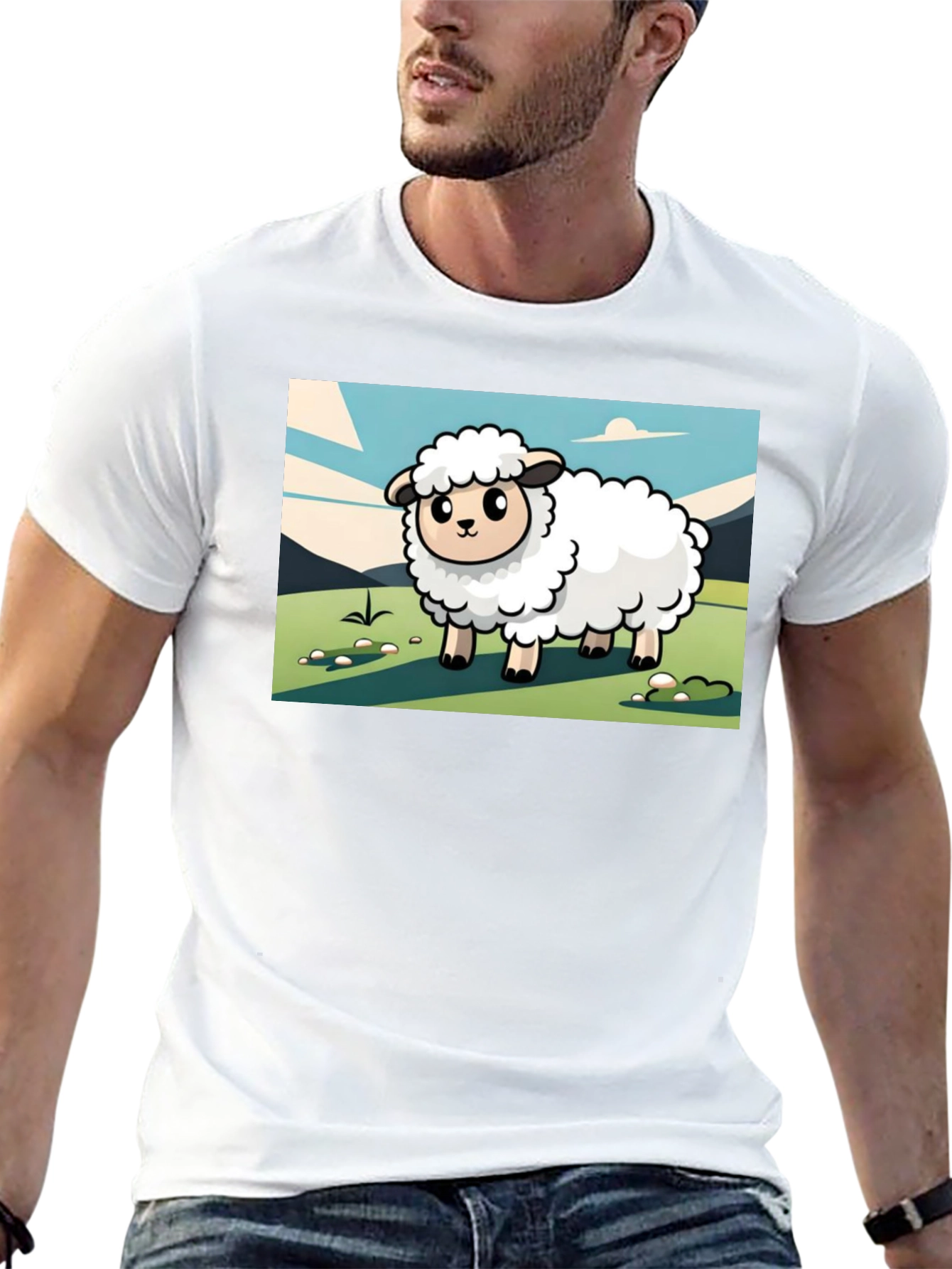 Cartoon Sheep Graphic T-Shirt