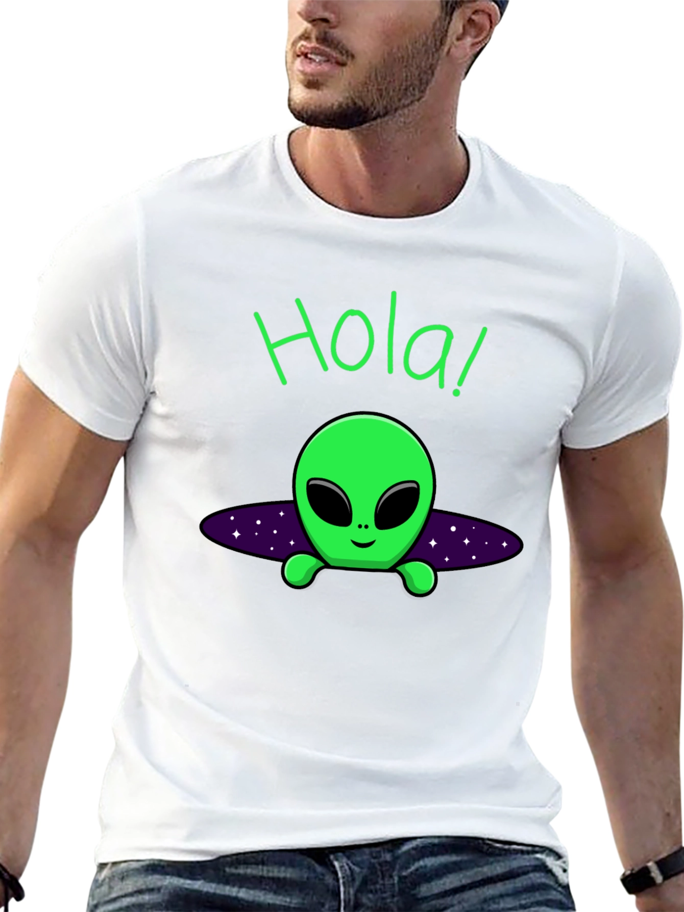Hola Alien Graphic T-Shirt - Black