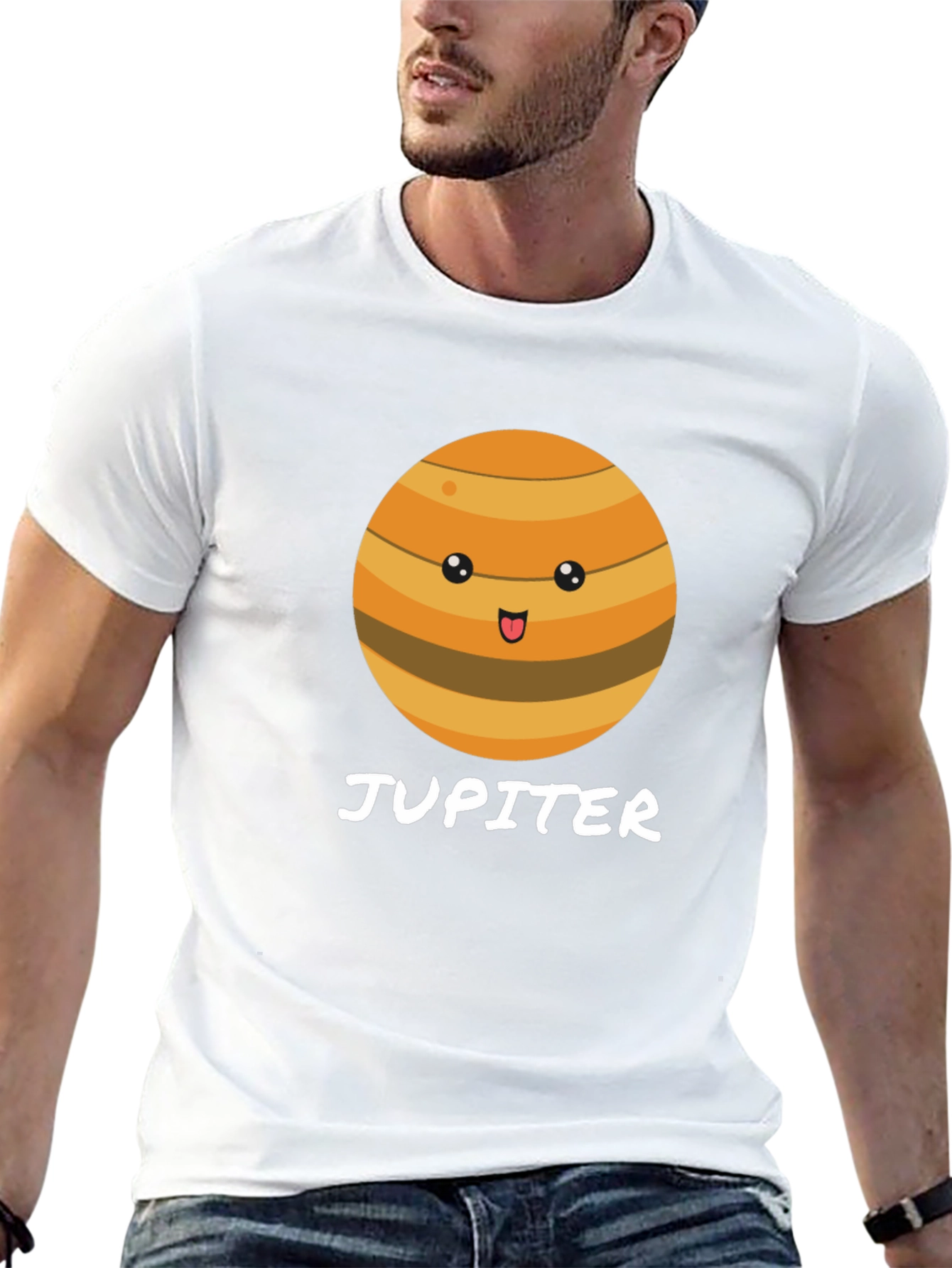 Cute Jupiter Planet Graphic Black T-Shirt