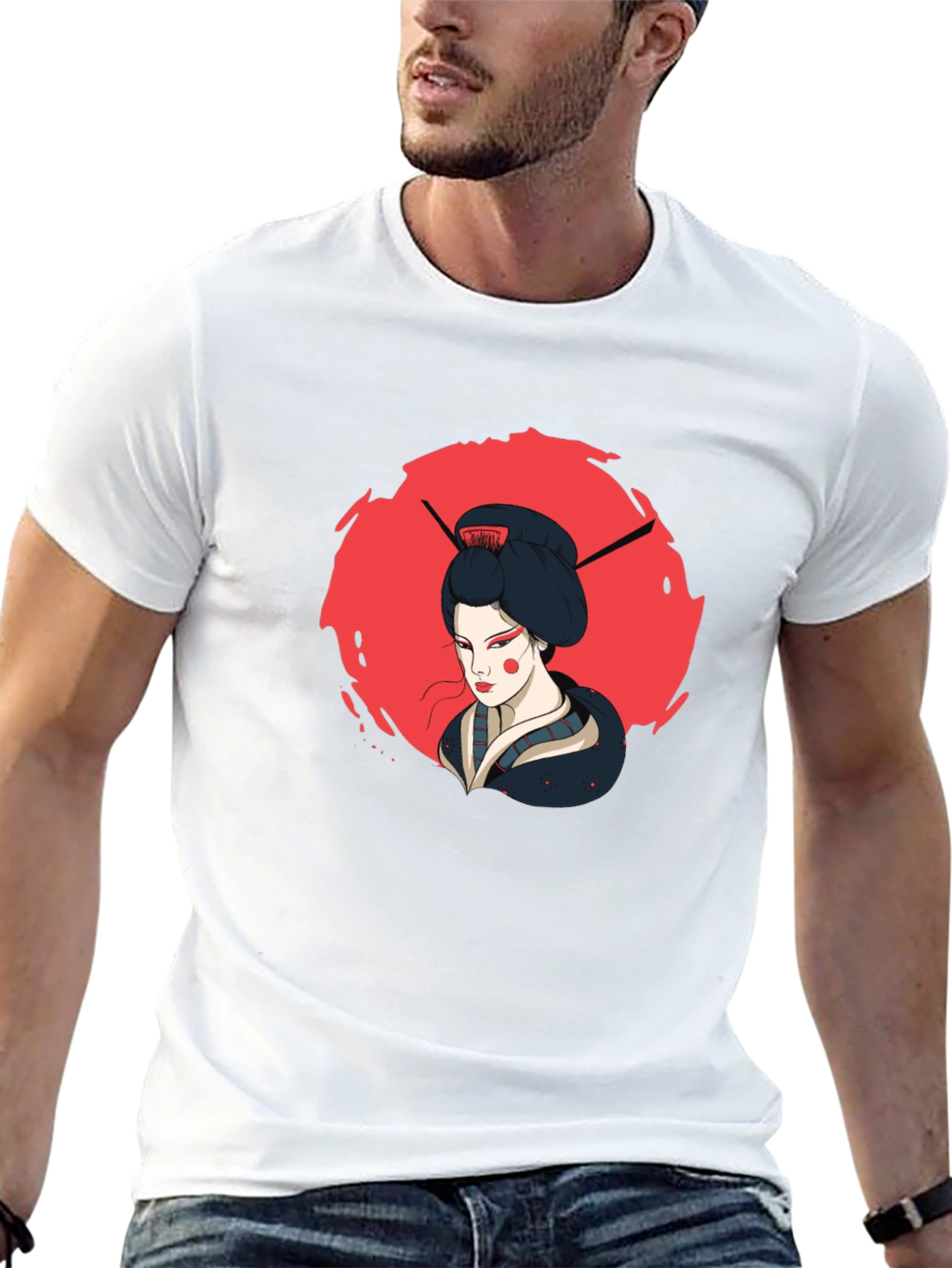 Geisha Graphic Print Black T-Shirt