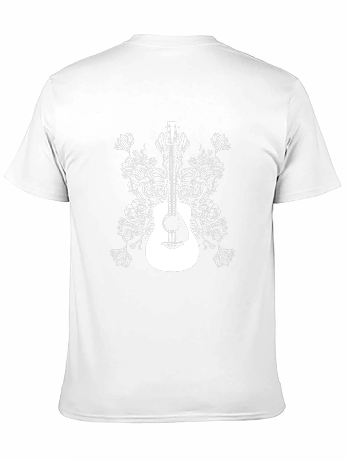 Floral Guitar Graphic T-Shirt - Black Cotton Tee