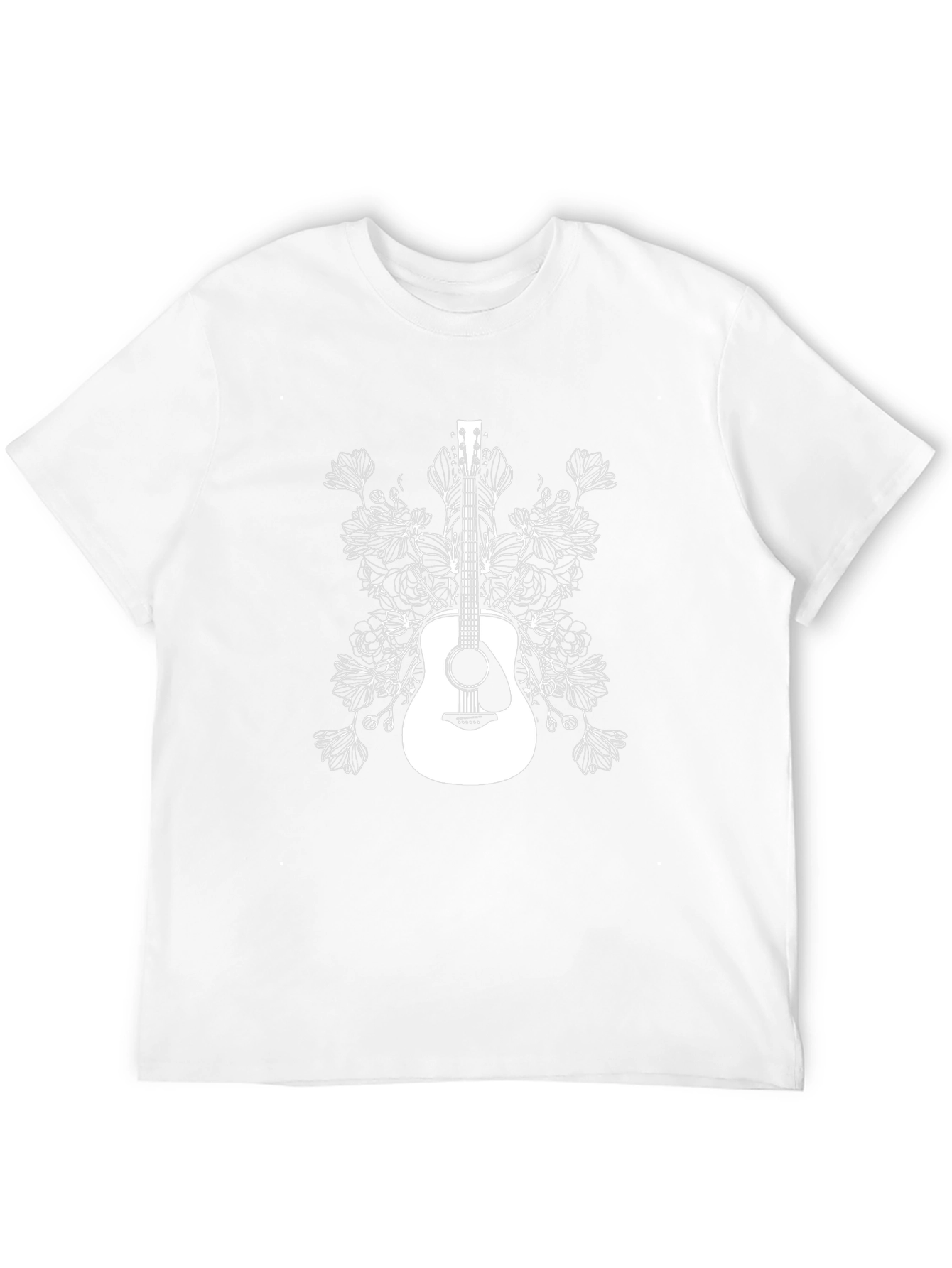 Floral Guitar Graphic T-Shirt - Black Cotton Tee