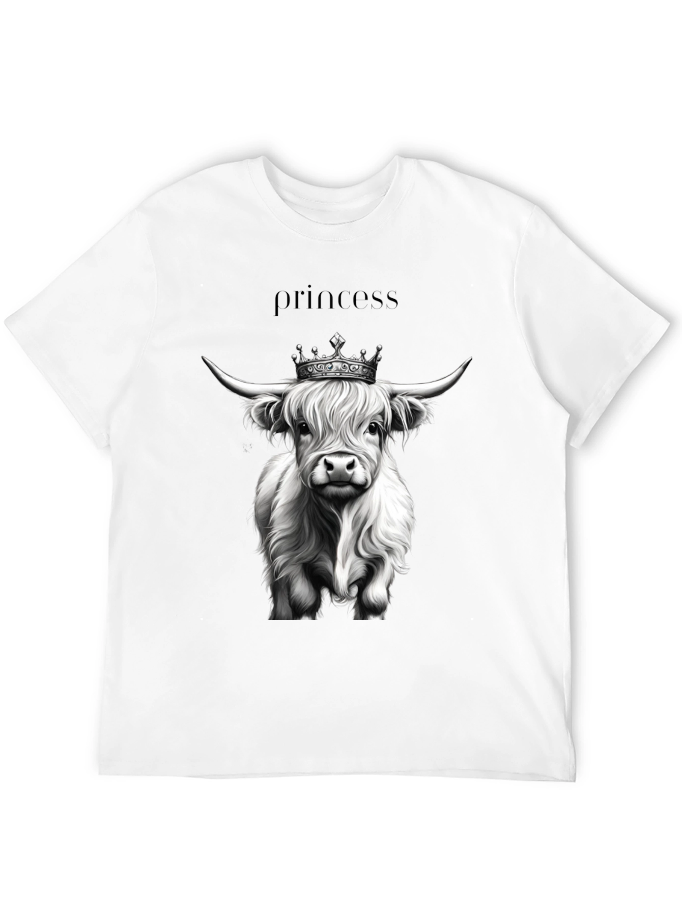 Princess Highland Cow Black T-Shirt