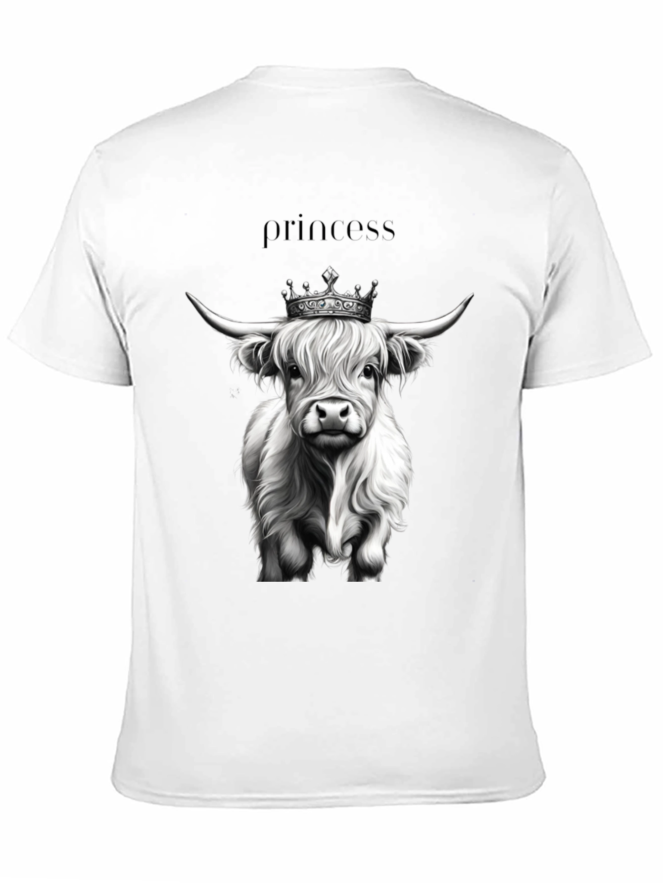 Princess Highland Cow Black T-Shirt