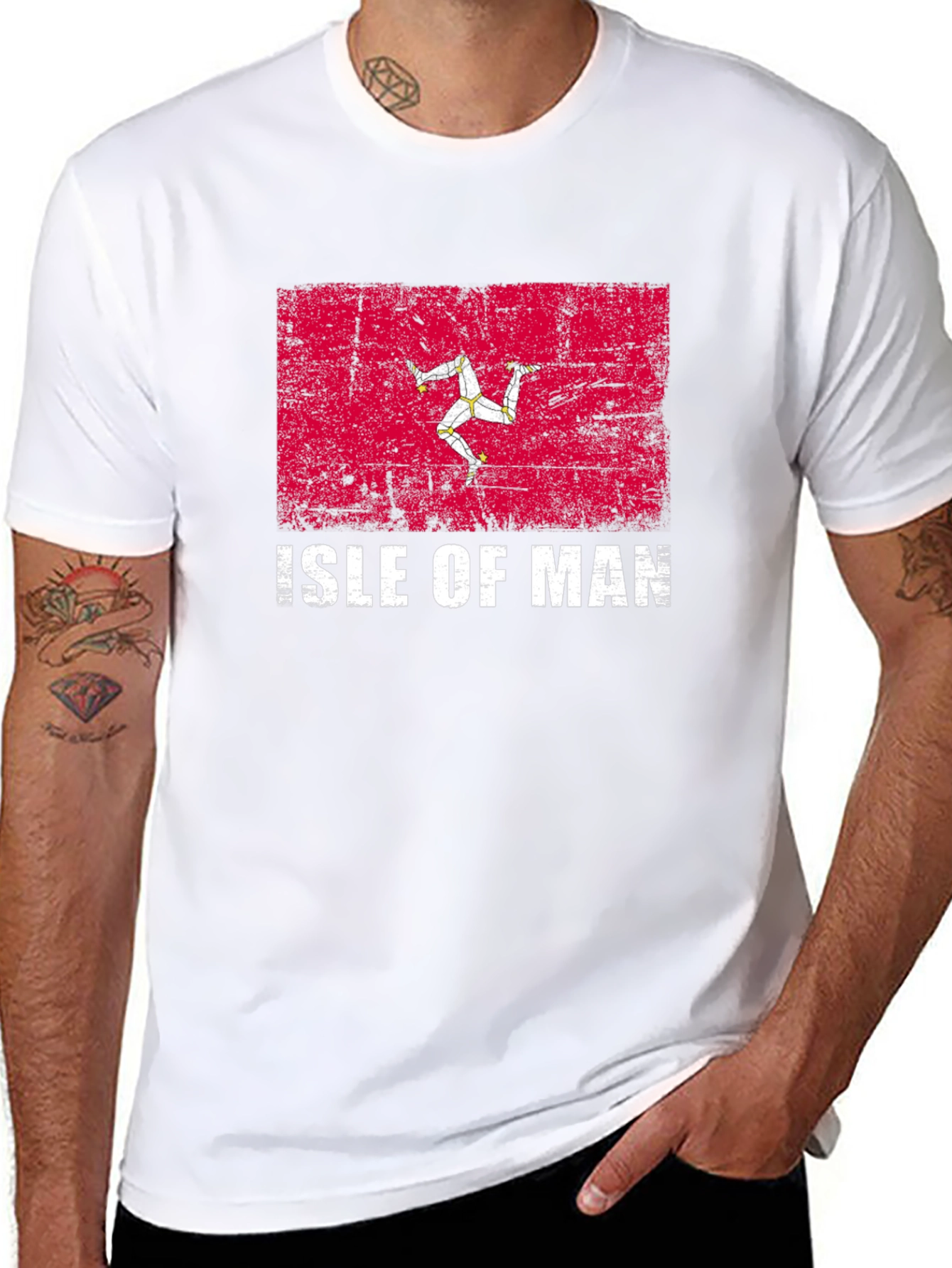 Isle of Man Flag T-Shirt - Distressed Design