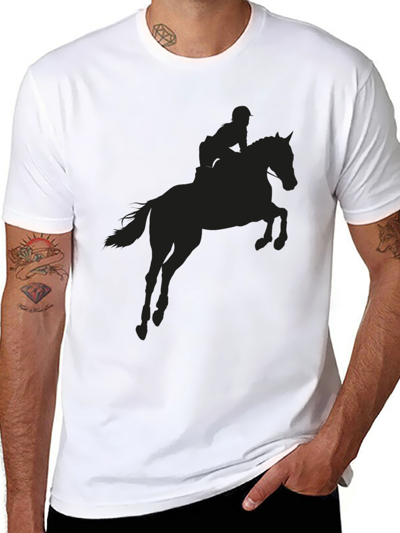 Equestrian Silhouette Graphic Tee - Black
