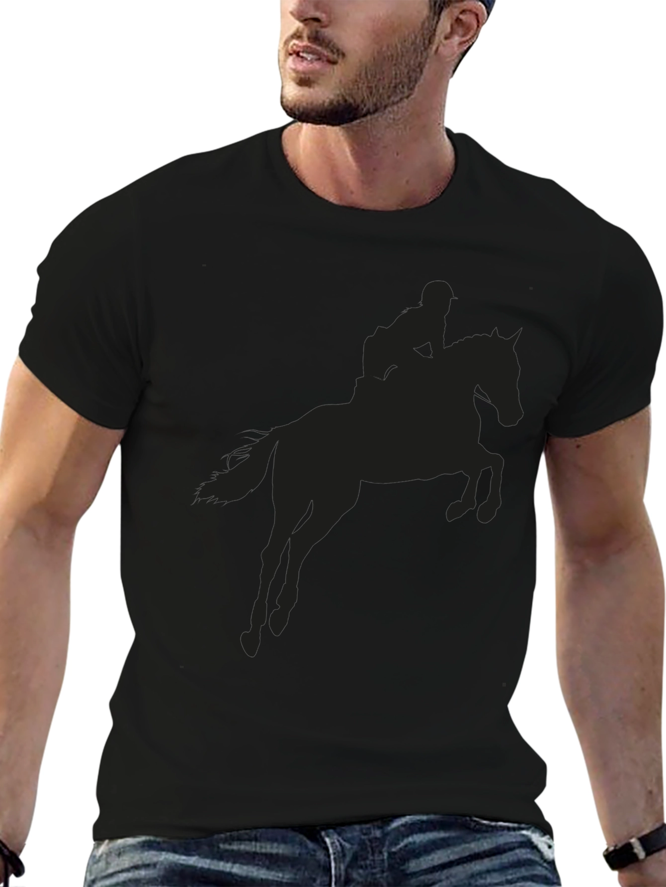 Equestrian Silhouette Graphic Tee - Black