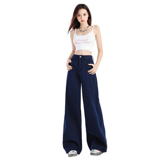 Women's Wide-Leg Jeans High-Waisted Loose Slimming Casual Straight Ankle-Length Pants
