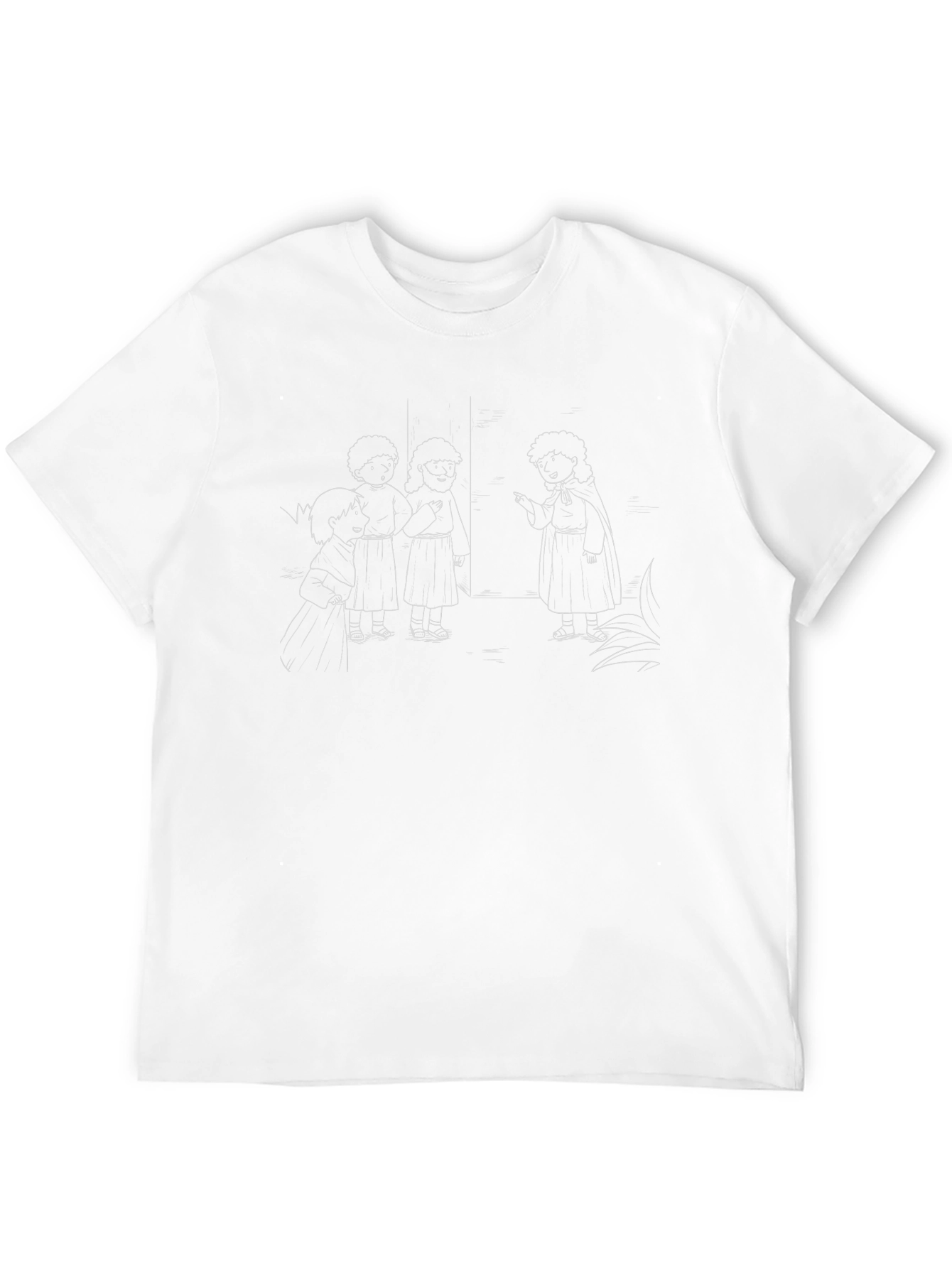 Sketch Cartoon Print Crew Neck T-Shirt