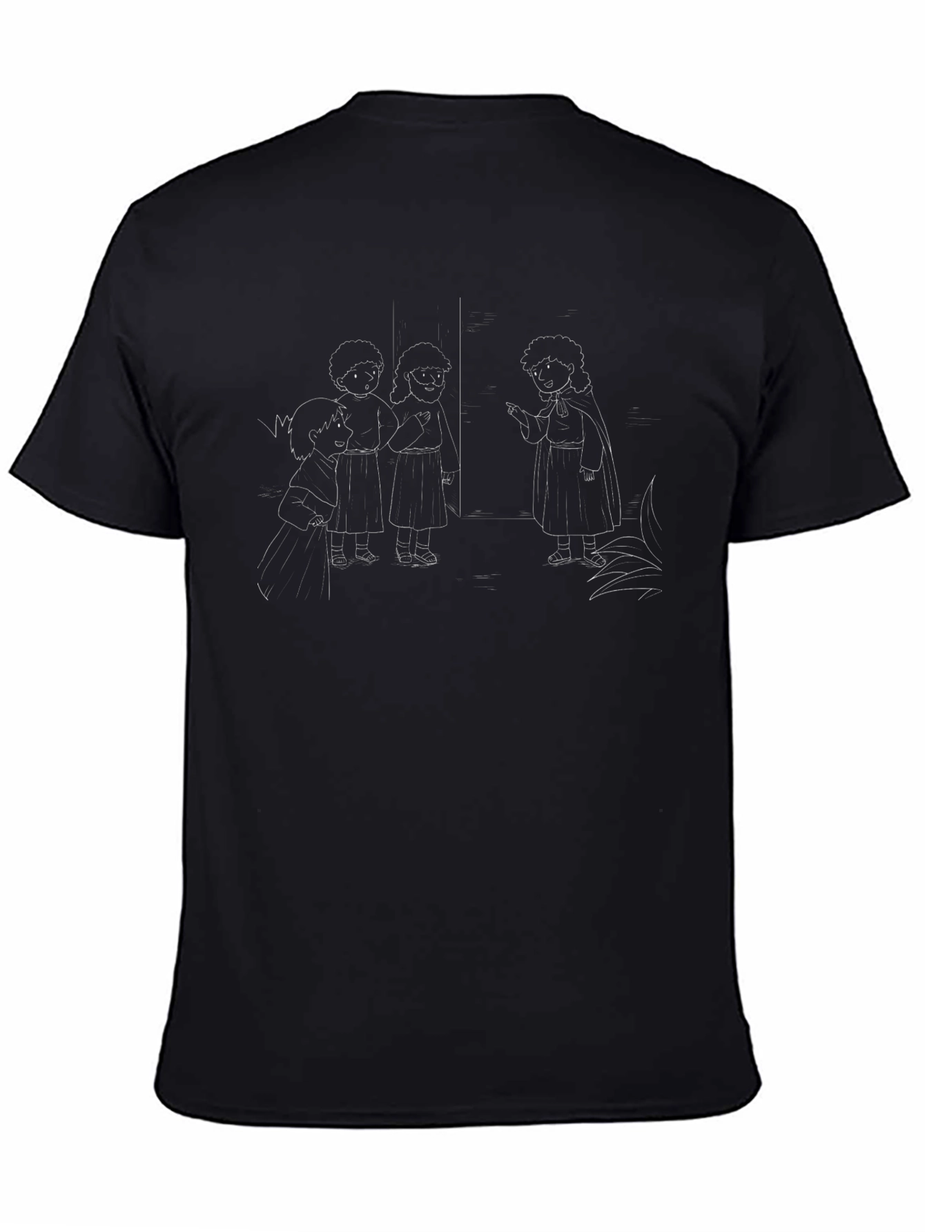 Sketch Cartoon Print Crew Neck T-Shirt
