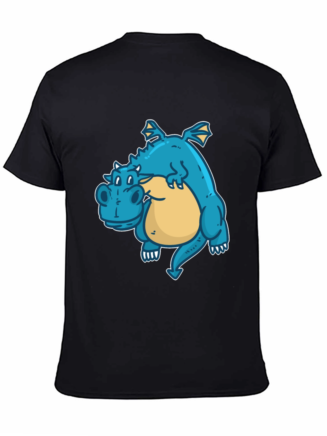 Cartoon Dragon Graphic Tee - Black