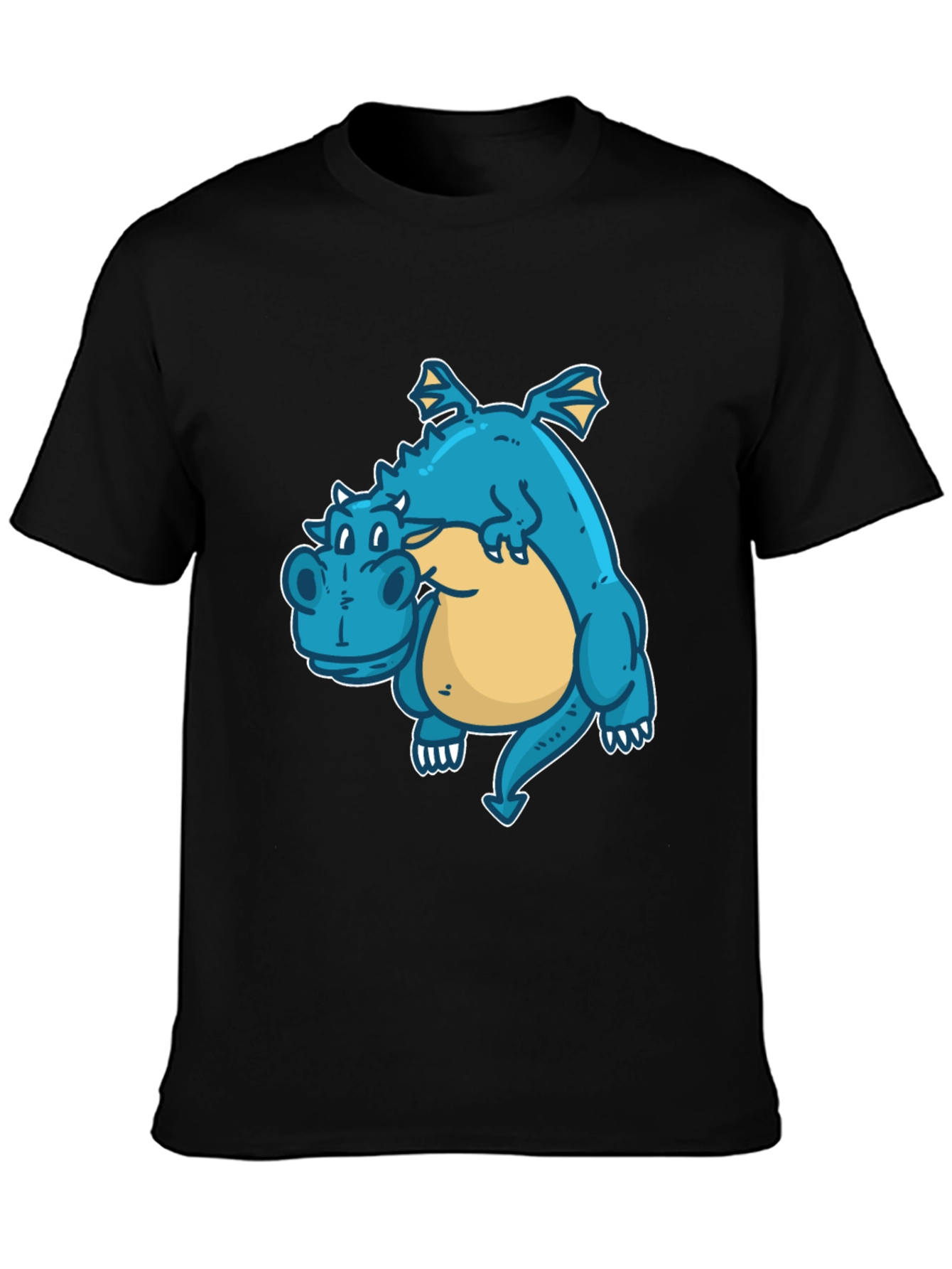 Cartoon Dragon Graphic Tee - Black