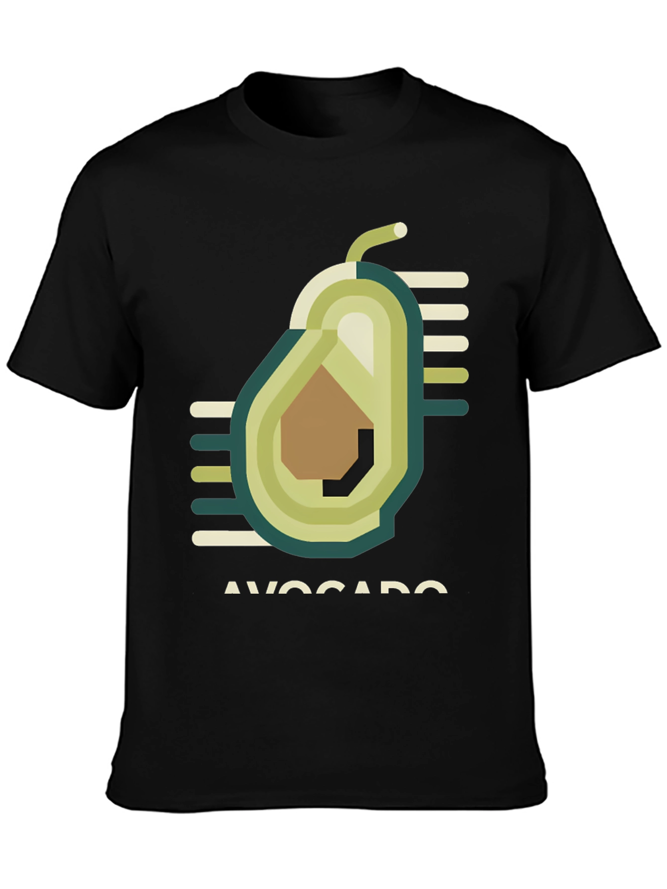 Geometric Avocado Graphic Tee - Trendy Black T-Shirt