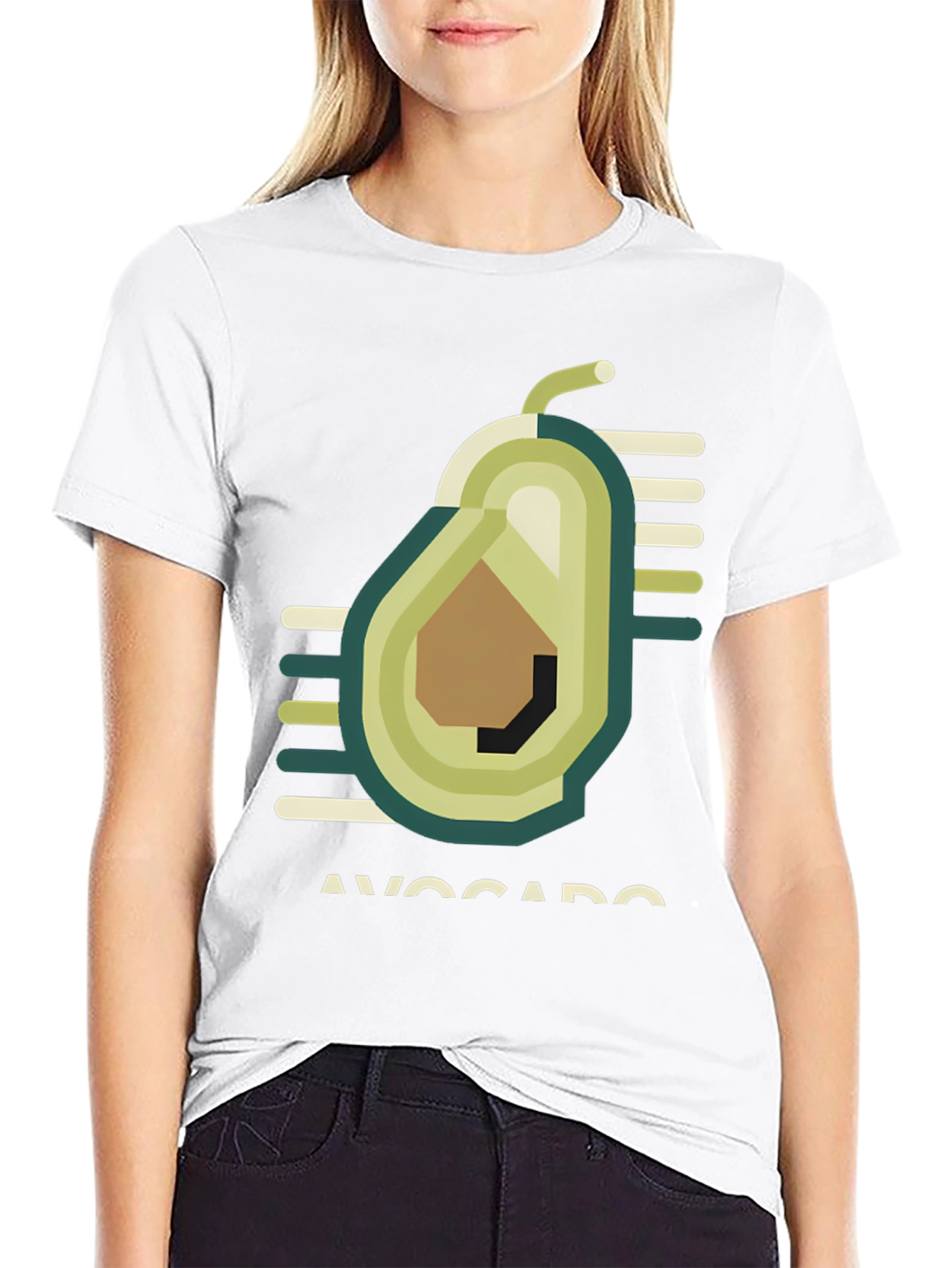 Geometric Avocado Graphic Tee - Trendy Black T-Shirt