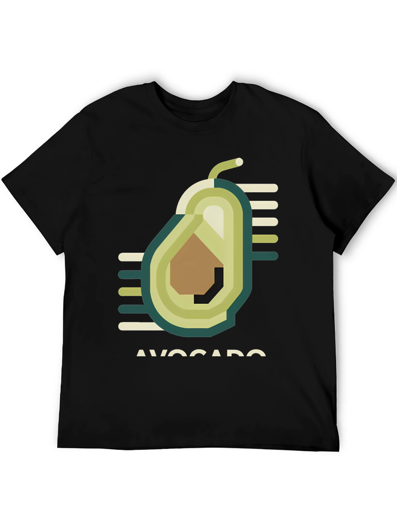 Geometric Avocado Graphic Tee - Trendy Black T-Shirt