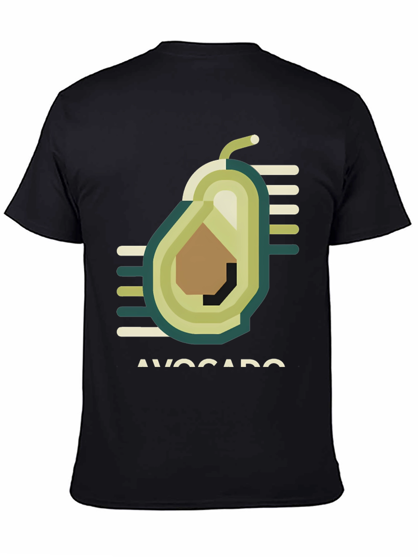 Geometric Avocado Graphic Tee - Trendy Black T-Shirt