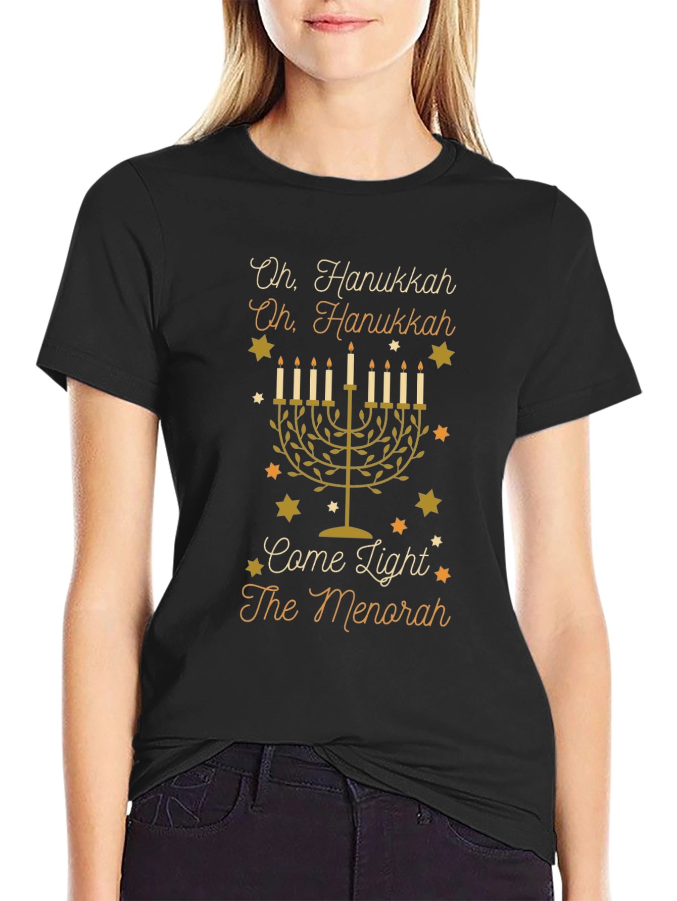 Hanukkah Menorah T-Shirt - Oh Hanukkah Design