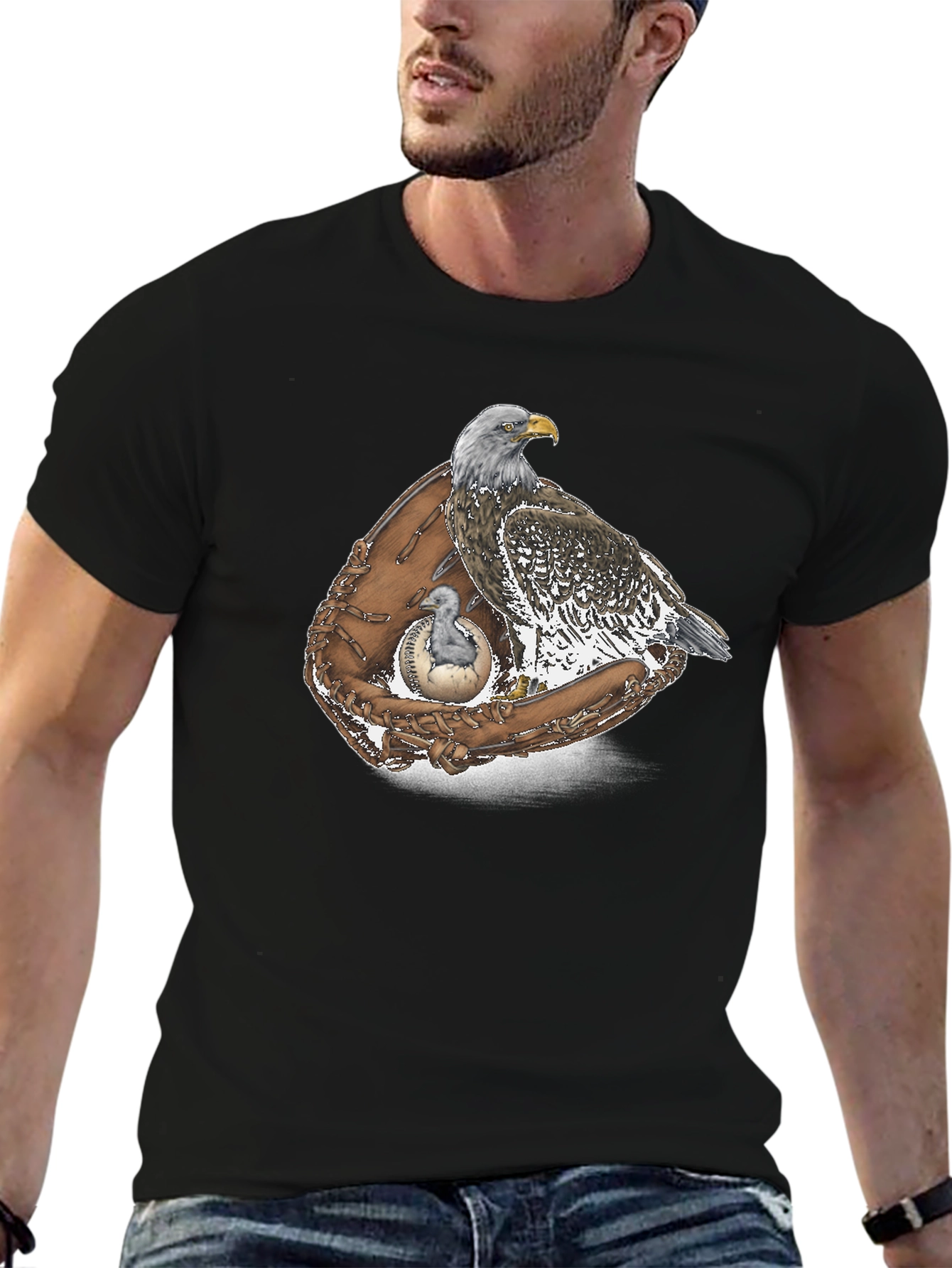 Eagle in Glove Graphic Tee - Black
