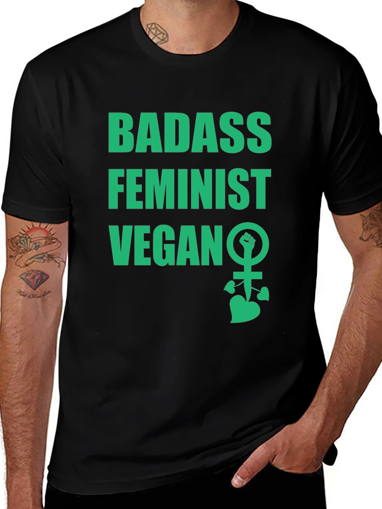 Badass Feminist Vegan Graphic Tee