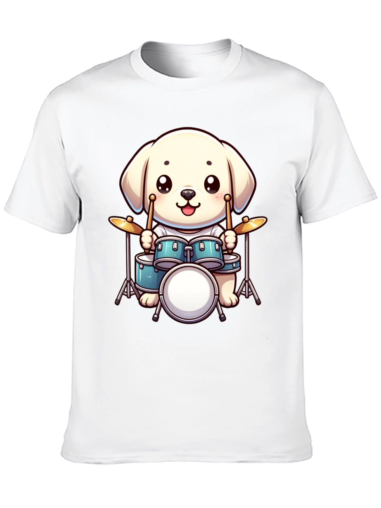 Cute Dog Drummer T-Shirt - Unisex Black Tee