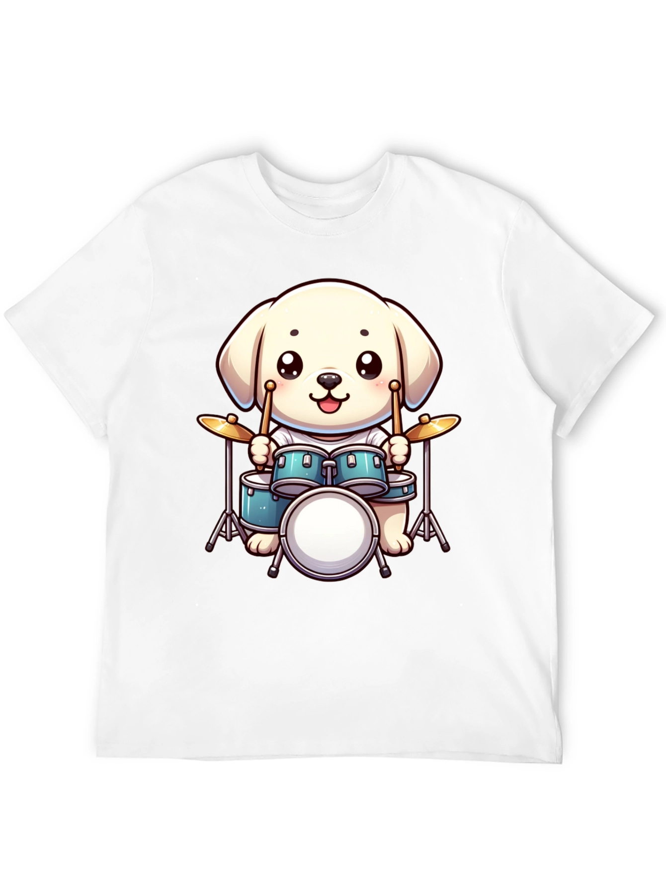 Cute Dog Drummer T-Shirt - Unisex Black Tee