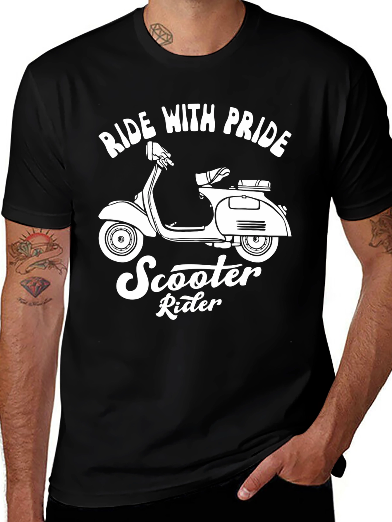 Ride With Pride Scooter Rider Graphic T-Shirt