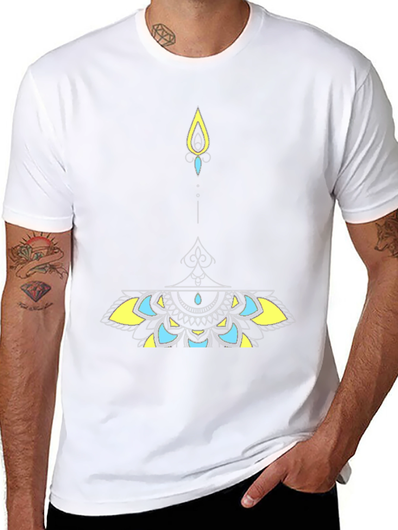 Mens Black Tee with Artistic Graphic