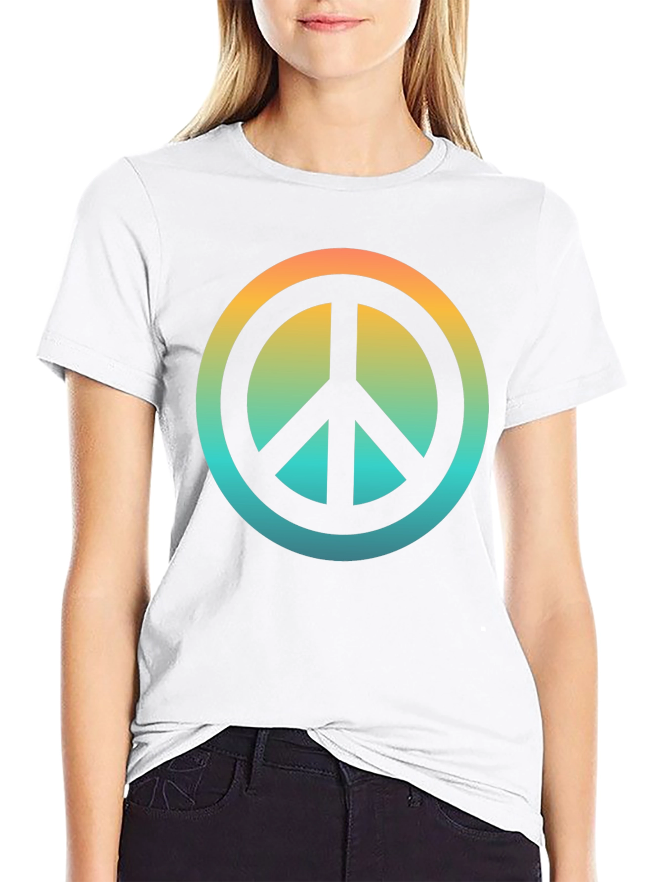 Retro Peace Sign Graphic T-Shirt - Black