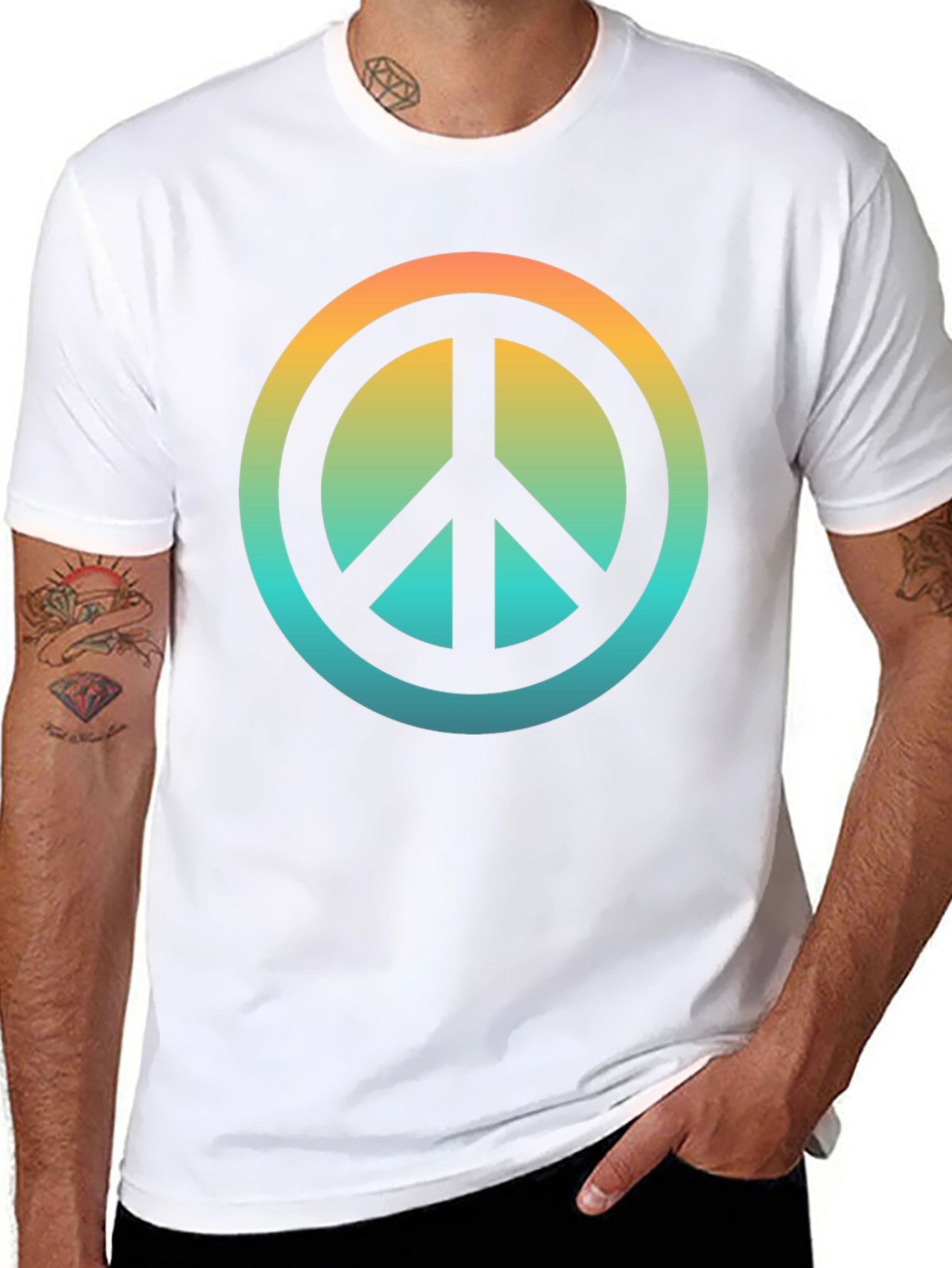Retro Peace Sign Graphic T-Shirt - Black