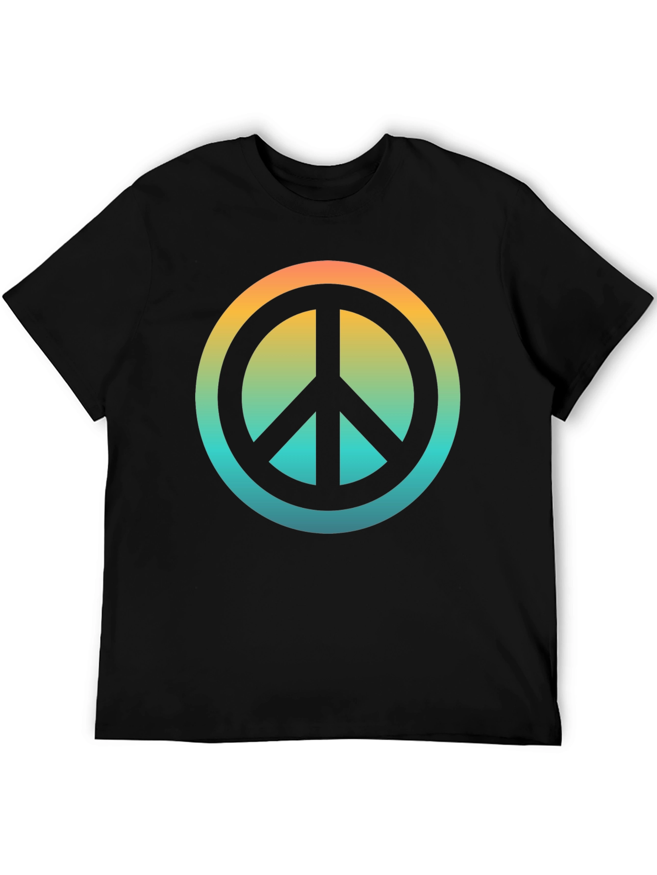 Retro Peace Sign Graphic T-Shirt - Black