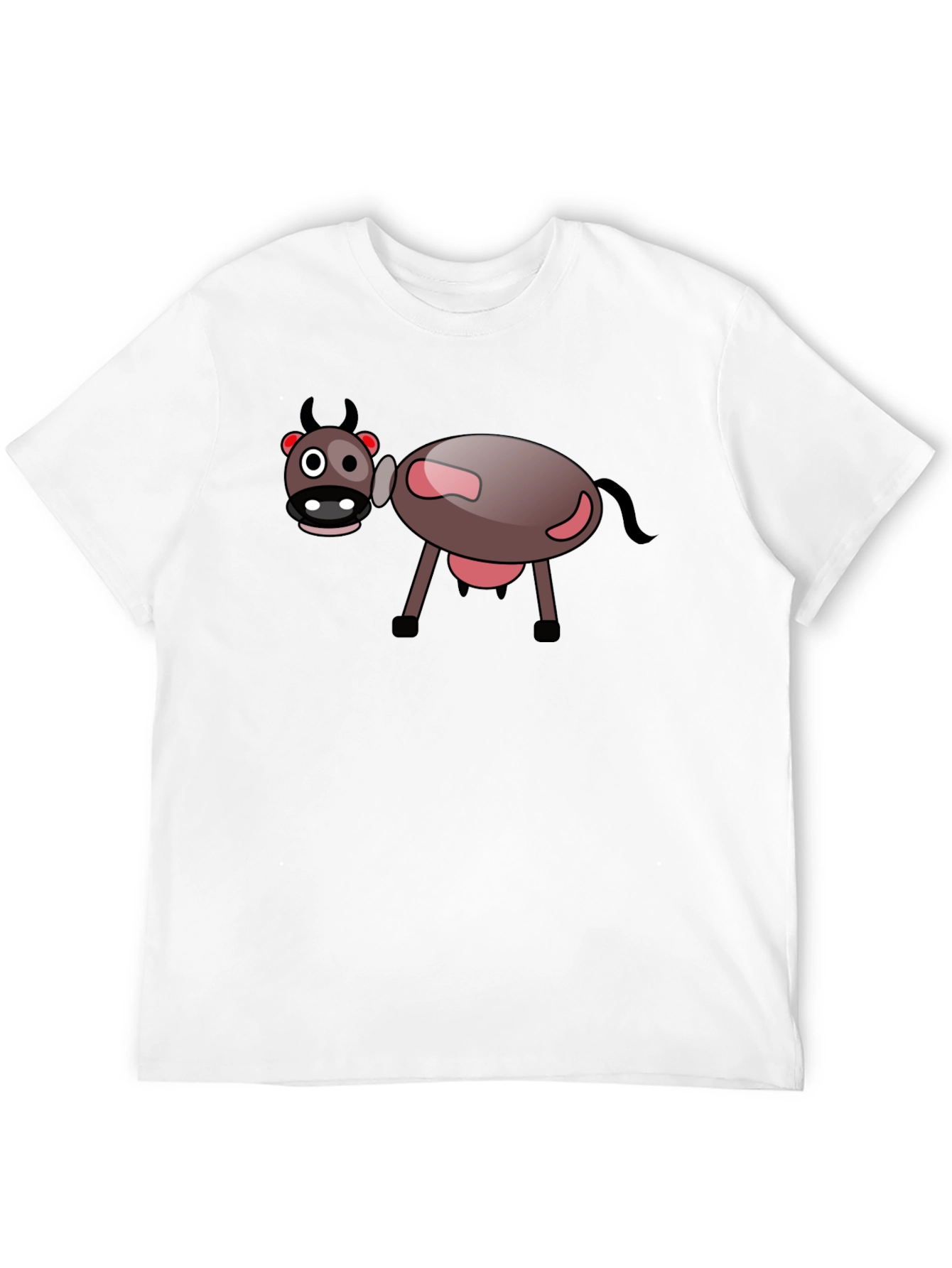 Cartoon Cow Graphic Black T-Shirt