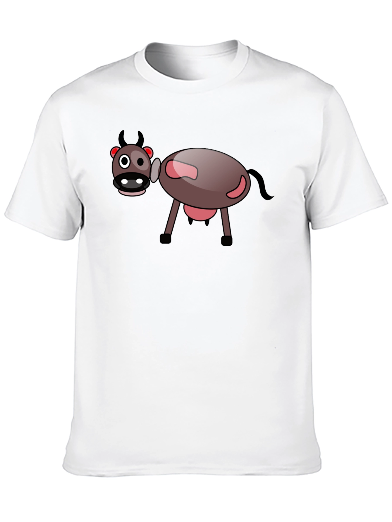 Cartoon Cow Graphic Black T-Shirt