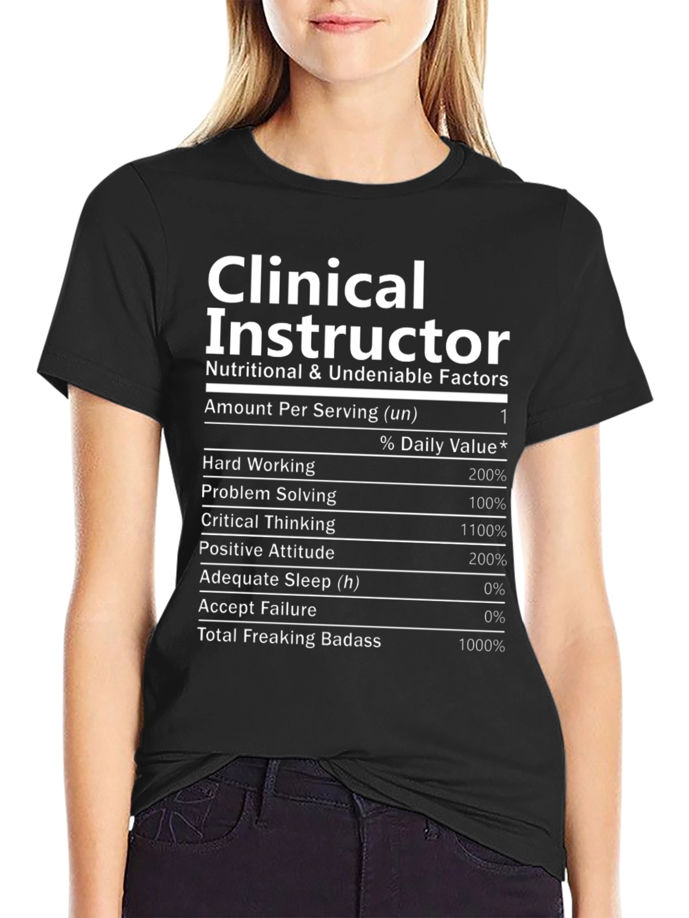 Clinical Instructor Nutrition Facts Black T-Shirt