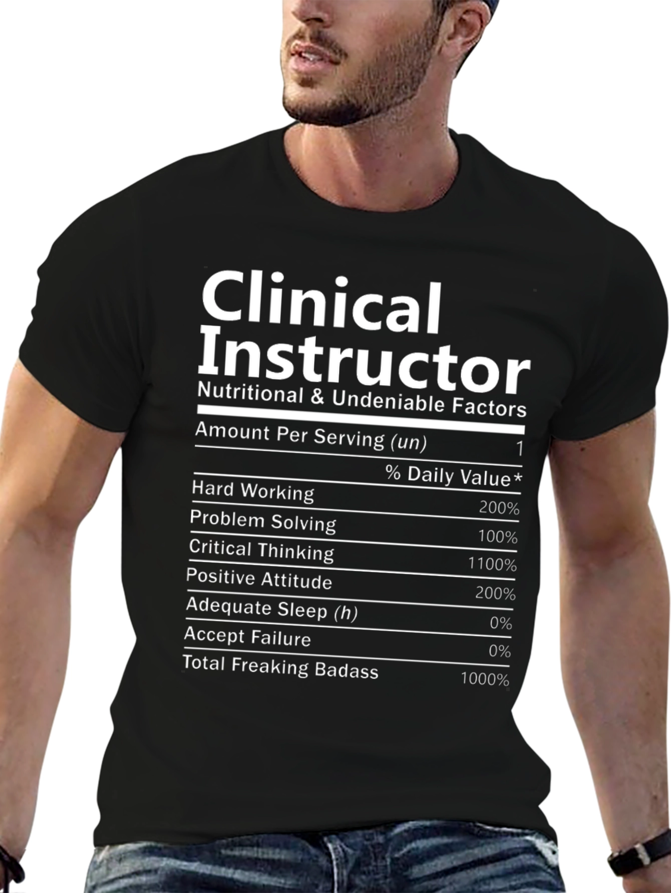 Clinical Instructor Nutrition Facts Black T-Shirt