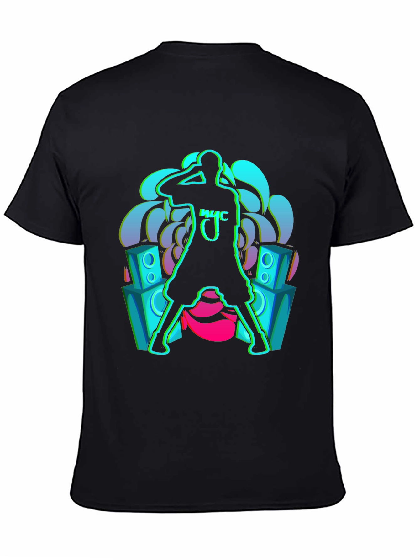 Neon Music Graphic Black T-Shirt