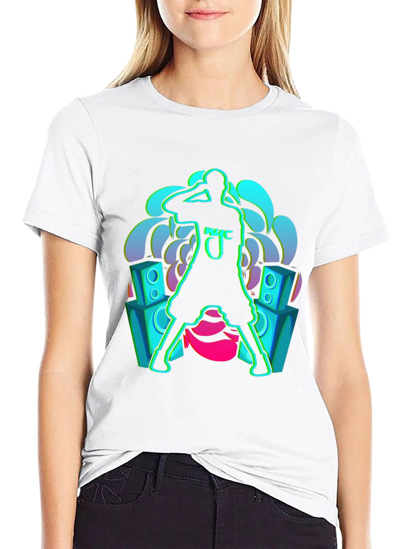 Neon Music Graphic Black T-Shirt