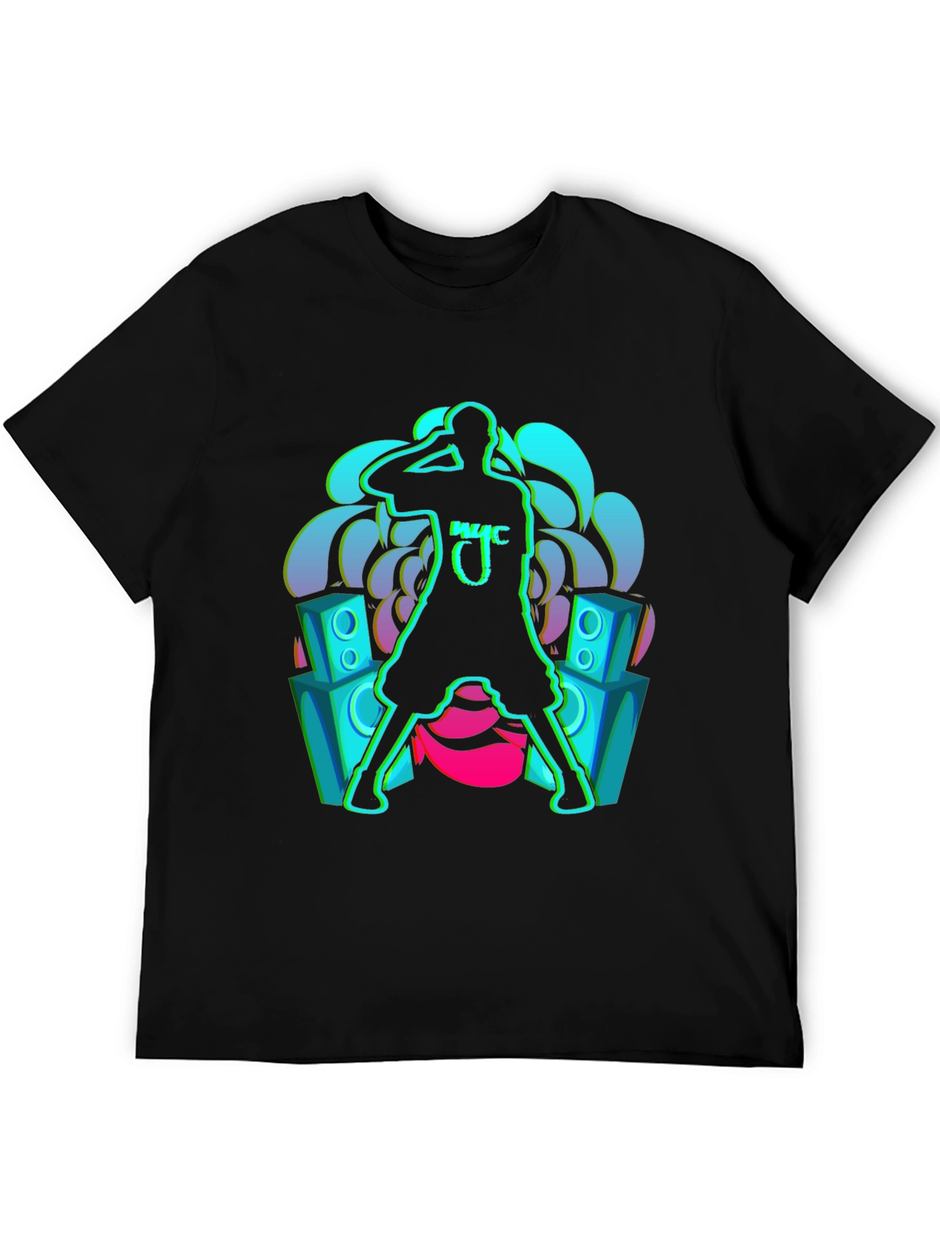 Neon Music Graphic Black T-Shirt