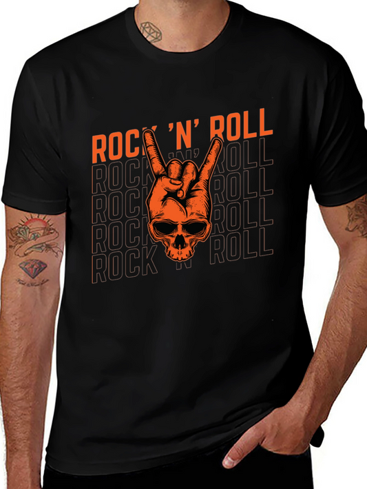 Rock N Roll Skull Graphic Tee - Black